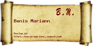 Benis Mariann névjegykártya